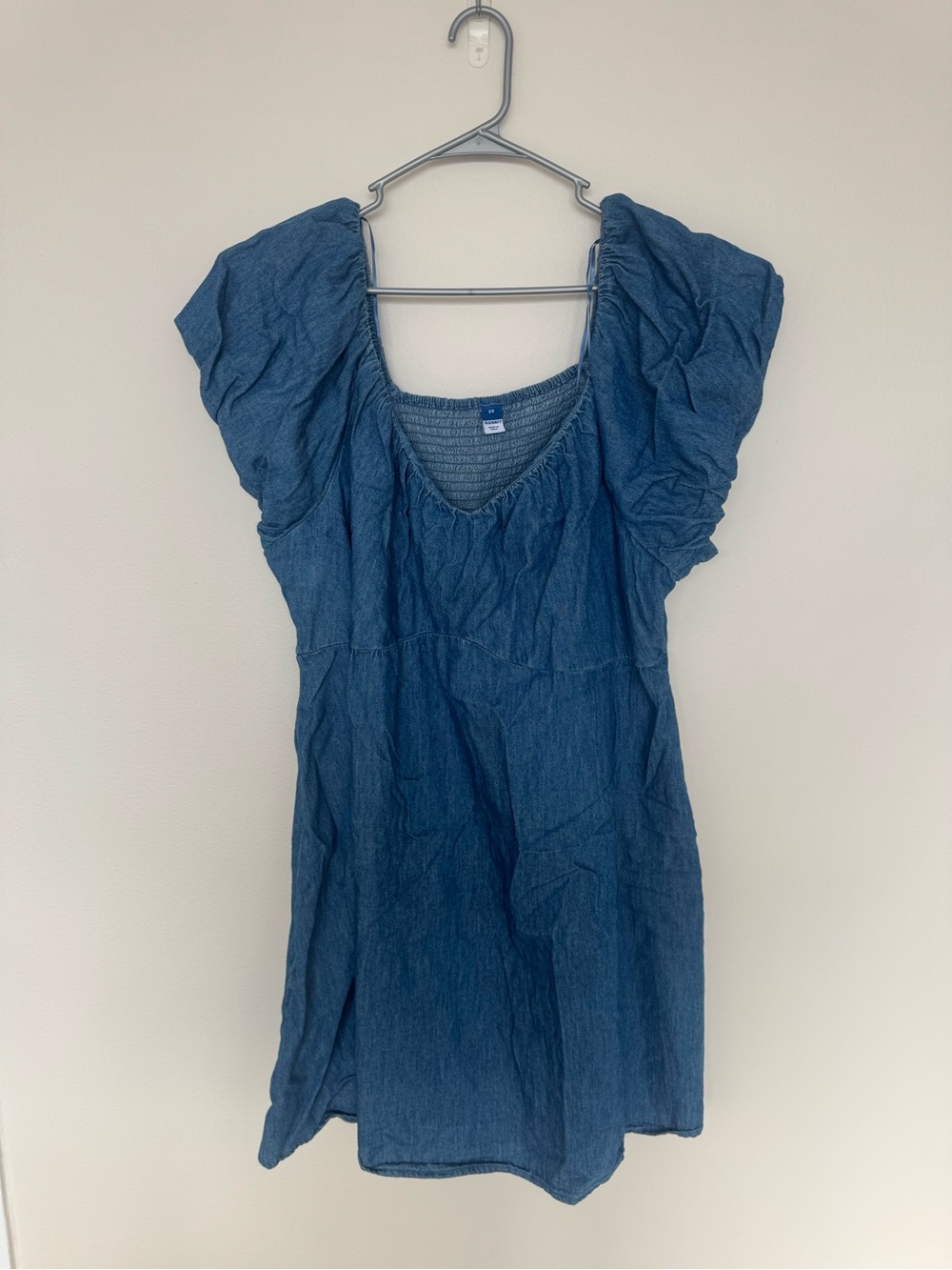 Old Navy Denim-Effect Blue Puff Sleeve Dress